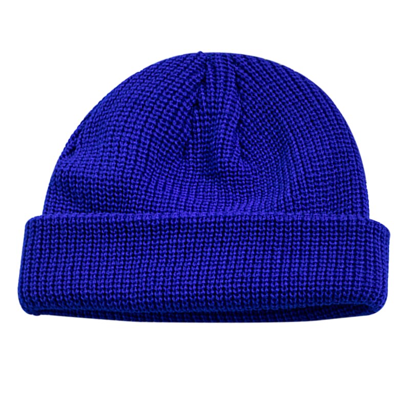 Bonnet tricoté pour hommes et femmes, chapeau pour l'hiver, rétro, Baggy, Melon, Docker, T8: Bleu