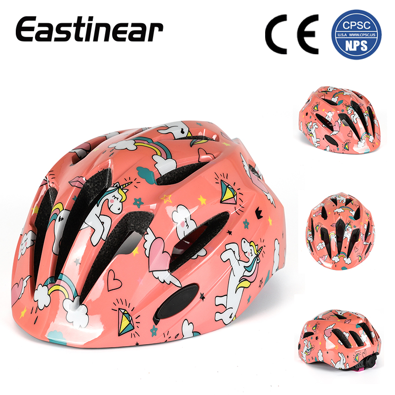 Eastinear-Children's Safety Helmet Cartoon Sports Cycling Balance Car Skateboard Protection One-piece Cycling Helmet: Pink