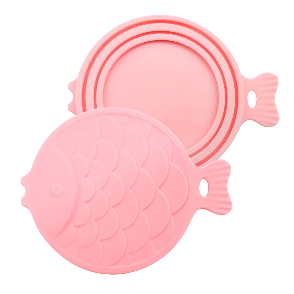 Silicone Dog Cat Bowl Lid Stretch Universal Pet Can Lids Bowl Cover Food Fresh Microwave Covers Pet Supplies Fish Shape: Orange