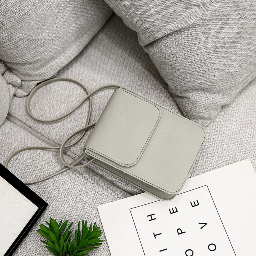 Kvinder farverig lille mobiltelefontaske pu skulder- og messenger tasker dame mini cross-body tasker firkantede tasker clutch #tip: Grå