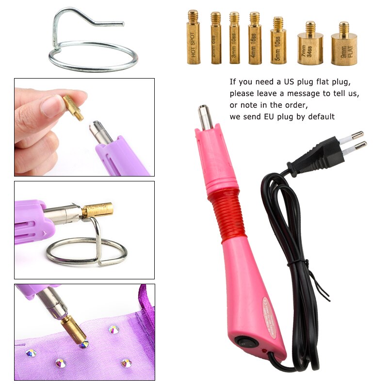 Fix Strass Set/Eu Of Us Plug Hotfix Applicator Fix Crystal Glass Rhinestone Iron-On Wand voor Kleding Schoenen