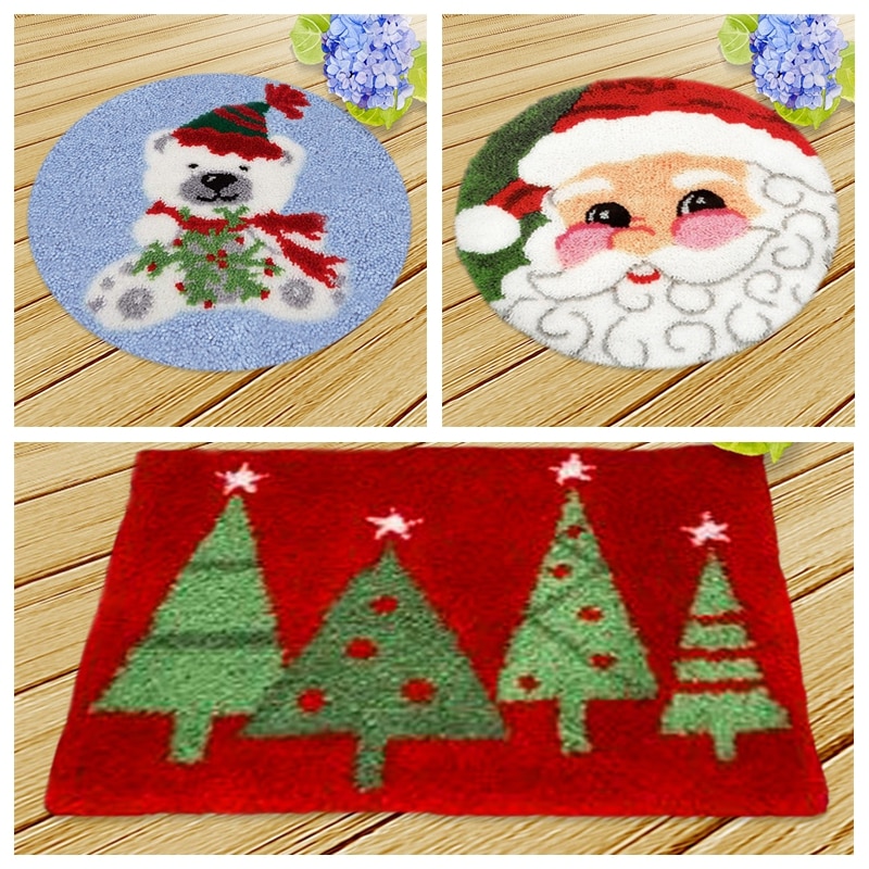 Smyrna – tapis brodé de noël, avec crochet à loquet, pour travaux d&#39;aiguille, décoration du père noël