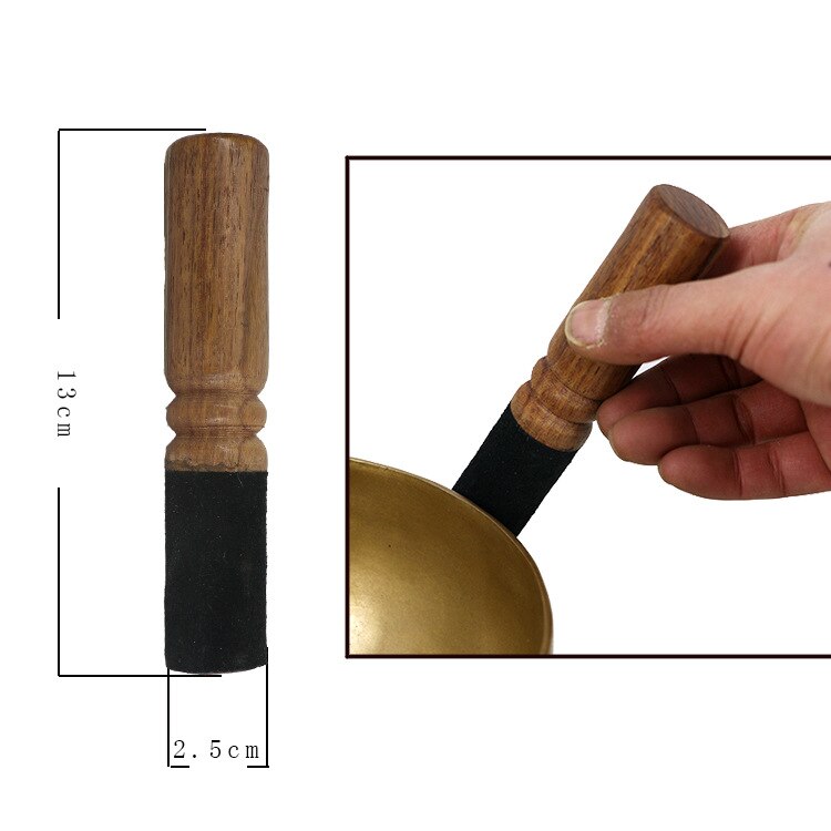 Cuenco tibetano de cuero palo de martillo palo de madera mango de meditación budista tibetana cuenco de canto accesorio 8-25cm: Amarillo claro