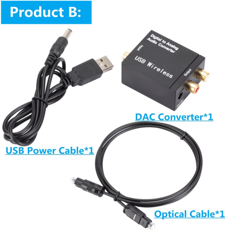 DAC Digital zu Analog Audio- Konverter Bluetooth 4,0 optisch Fiber Toslink koaxial Signal zu RCA R/L Audio- Decoder DAC Verstärker: mit Kabel