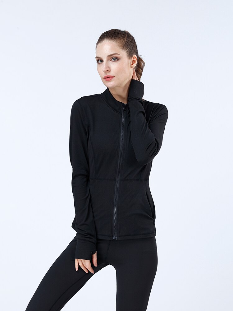 Classic Outdoor Yoga Training Jas Voor Vrouwen Dragen, Afslanken En Full Zip Stijl