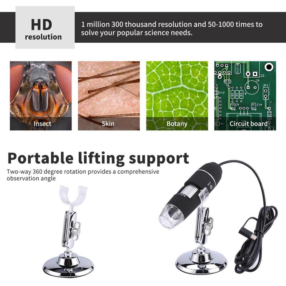 3 in 1 1000x 8LED digital microscope USB CAMERA endoscope microscope Magnifier 2MP HD 1080p welding microscope