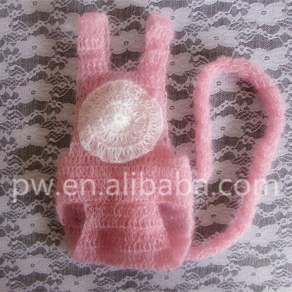 Lindo mono mameluco con larga cola recién nacido Niño sombrero y pantalones conjunto de ropa de bebé niña, Phoography accesorios Newbon traje: Rosa