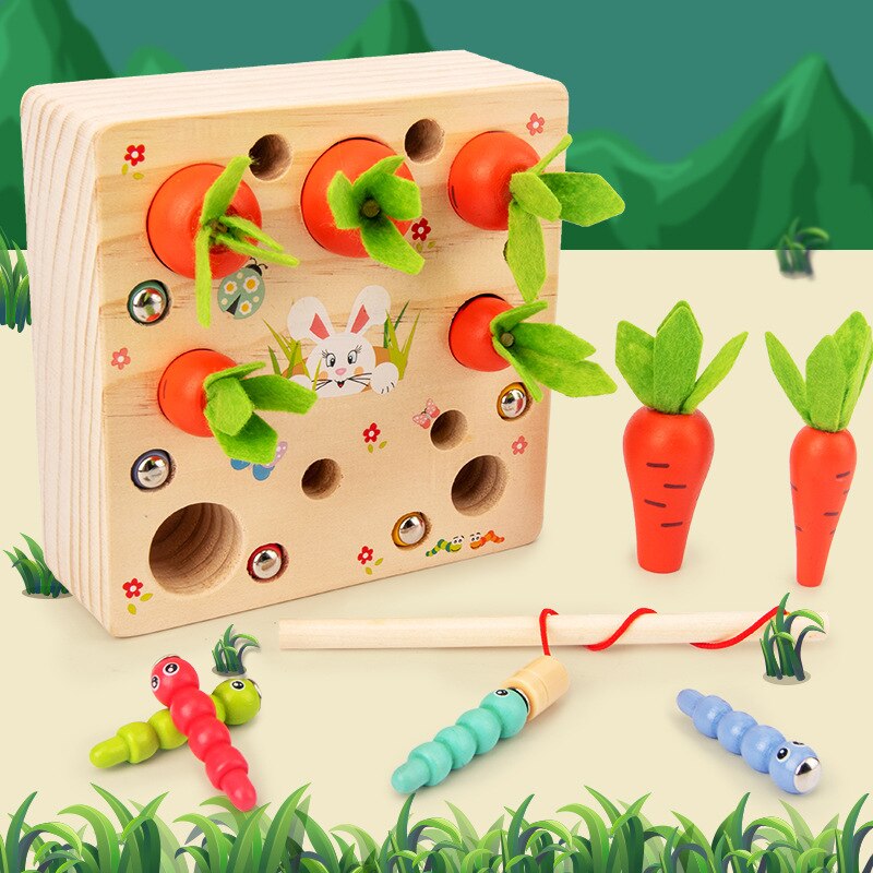 Kinderen Houten Picking Wortelen Insecten Game Kids Aandacht Training Speelgoed Vroege Educatief Bureau Puzzel Speelgoed Kinderen 'Dag