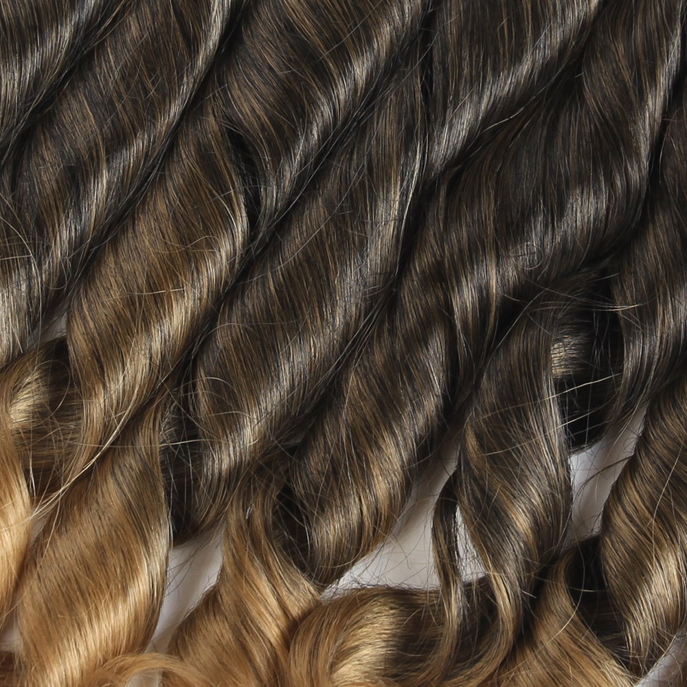 Soku Funmi-pelo sintético rizado, degradado, negro, marrón, de 16 a 18 pulgadas, tejido de manojo de extensiones de cabello, fibra resistente al calor