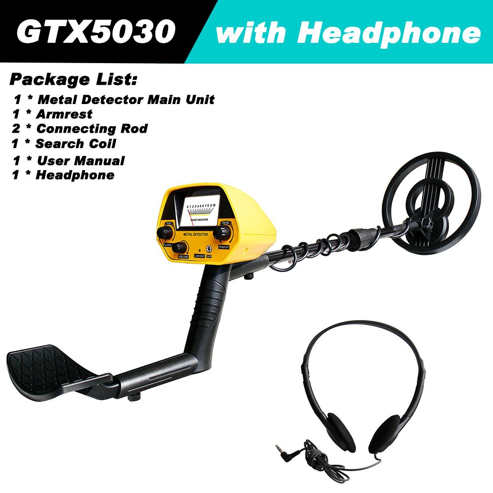 Underground metal detector gold detector gold prospector beginner portable metal detector with headset + engineer shovel: yellow type1