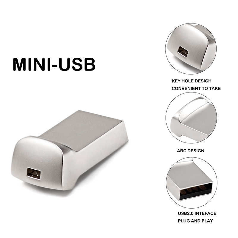 Mini Metal USB Flash Drives 128GB Business Memory Stick 64GB Black Pen Drive 32GB Silver Storage Devices 16GB