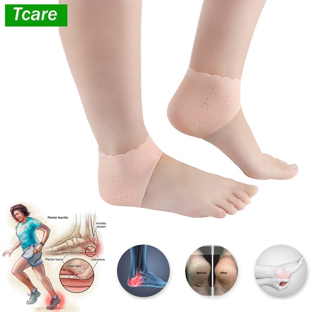 Tcare talón del Gel almohadillas de pie Protector calcetines manga cojín hidratante calcetines curar seca agrietada tacones Aquiles Tendinitis tacón dolor