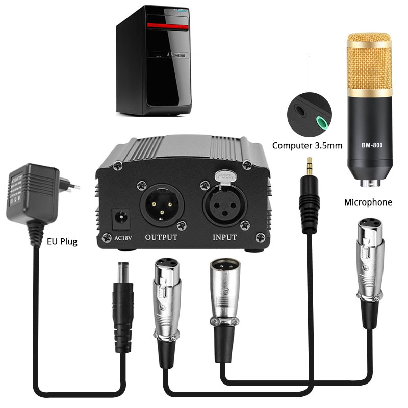 Juego de micrófono condensador bm800 Bm 800, soporte de brazo largo, Karaoke, filtro, Phantom Power