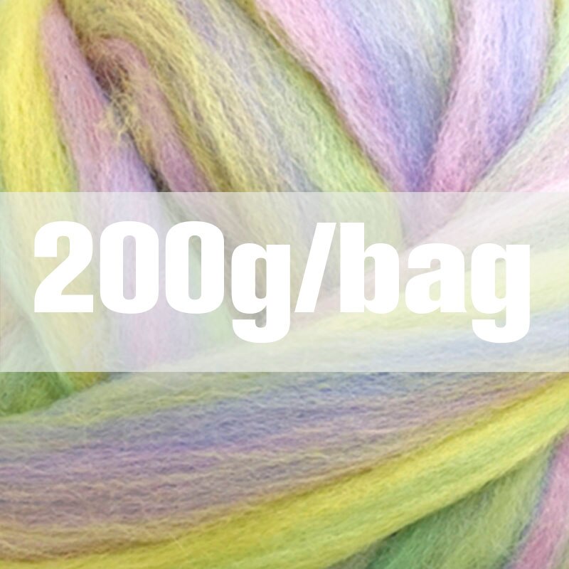 Extra Fijne kleur mengsel Merino Wol Gemengd wol roving fiber 50G Perfect in Nat en naaldvilten y04: 200g