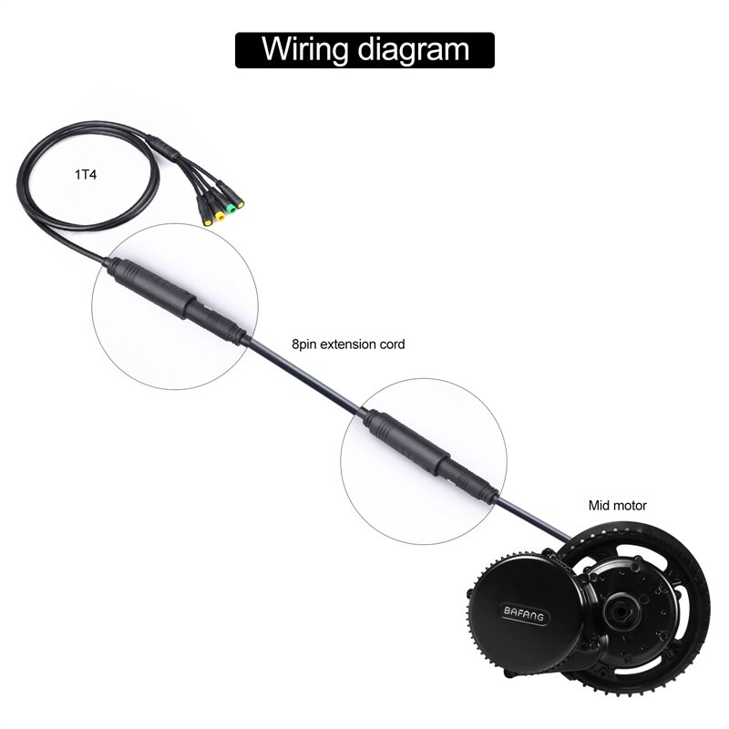 Cable de extensión de 8 pines para bicicleta eléctrica, Kit de Motor de accionamiento medio, 1T4, para 8fun/bafang, BBS, BBSHD