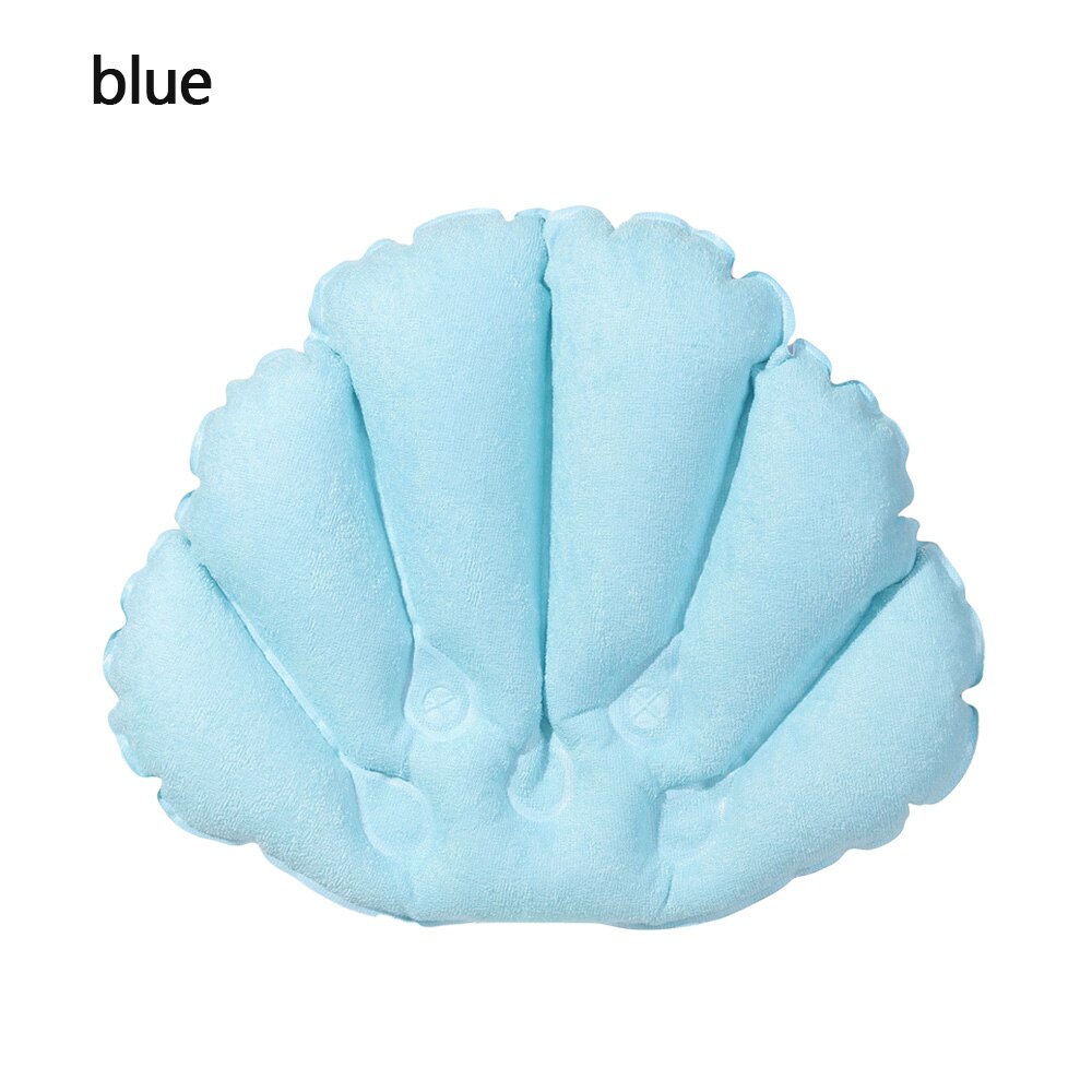 Aufblasbare Schlecht Kissen Weiche Spa Nacken Schlecht Kissen Mit Saug Aufblasbare Frottee Fan-förmigen Hals Unterstützung Kissen Badewanne Kissen: Blau
