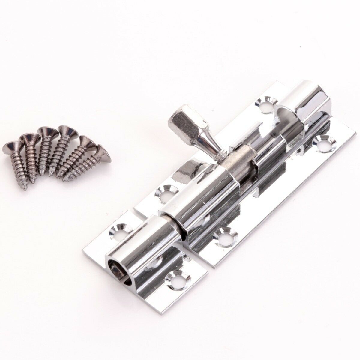 POLISHED CHROME SLIDE BOLT 50MM Bathroom/Toilet Door Lock Cabinet Cupboard Latch
