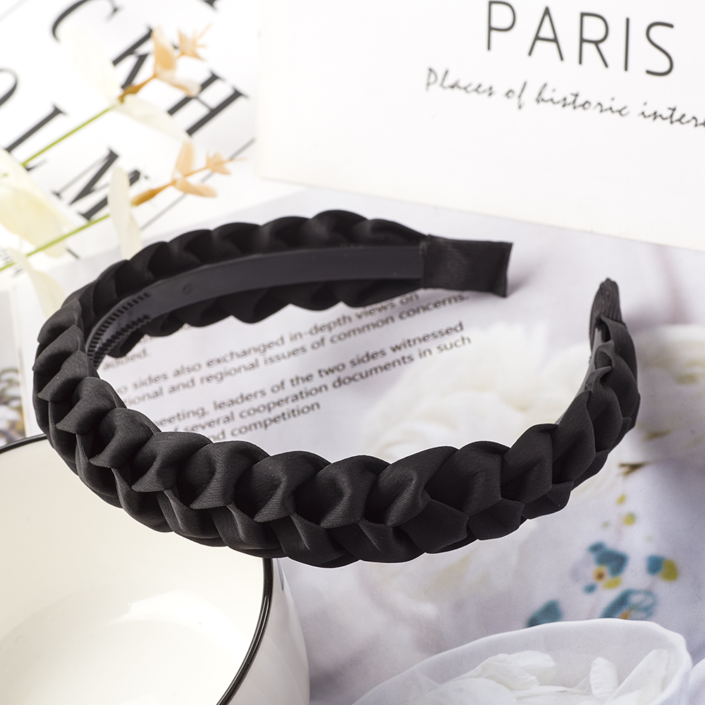 Cinta de pelo trenzada para niña y mujer, cintas elásticas para el cabello, antideslizantes, diademas tejidas a la , accesorios para el cabello con bisel: Lavanda