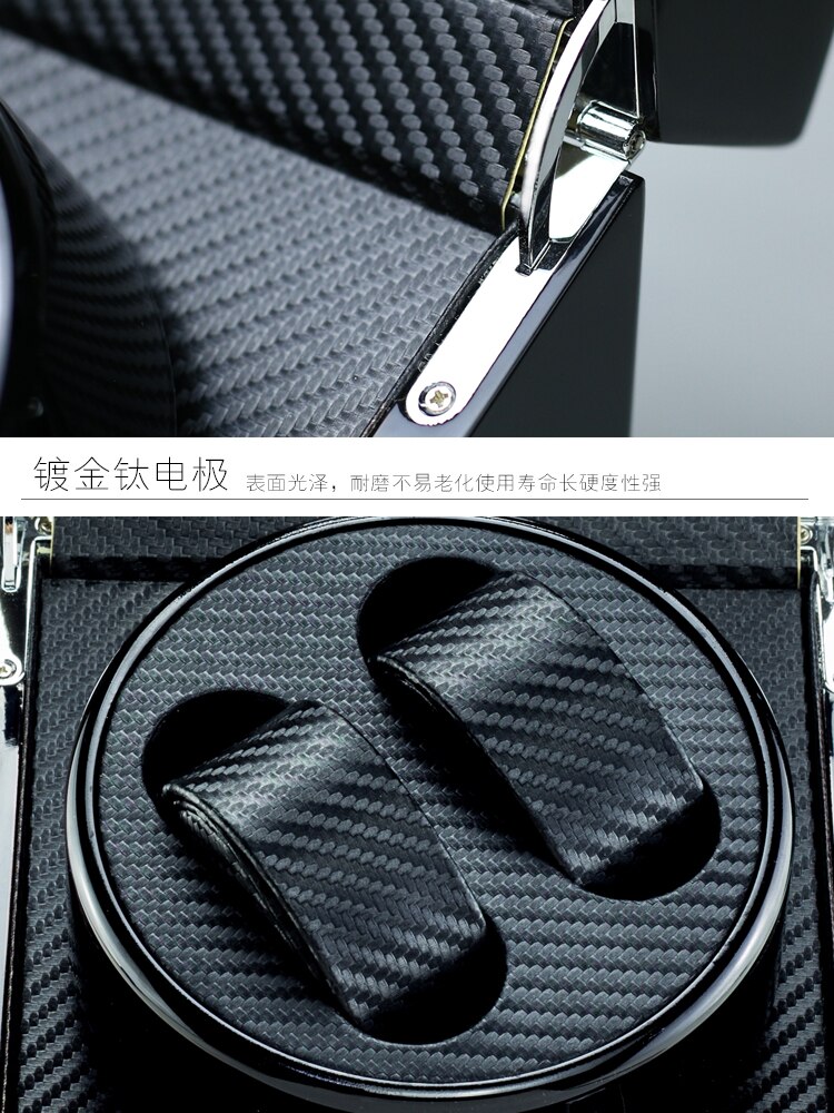 Zwart koolstofvezel Hout Horloge Winder, Duitse Ultrastille 5 Modi Horloge Winder