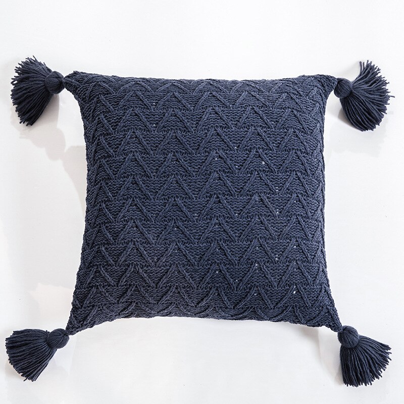 Taie d&#39;oreiller en maille Chenille douce, taie d&#39;oreiller anti-salissures, décoration de dossier de maison: dark blue