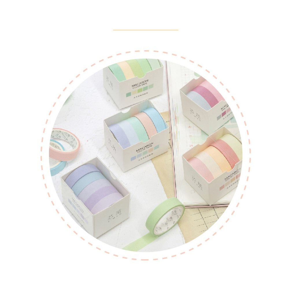 5pcs/lot Decorative Tape Diy Rainbow Sticker Masking Paper Set For Diy Crafts Planners Scrapbooks Cards