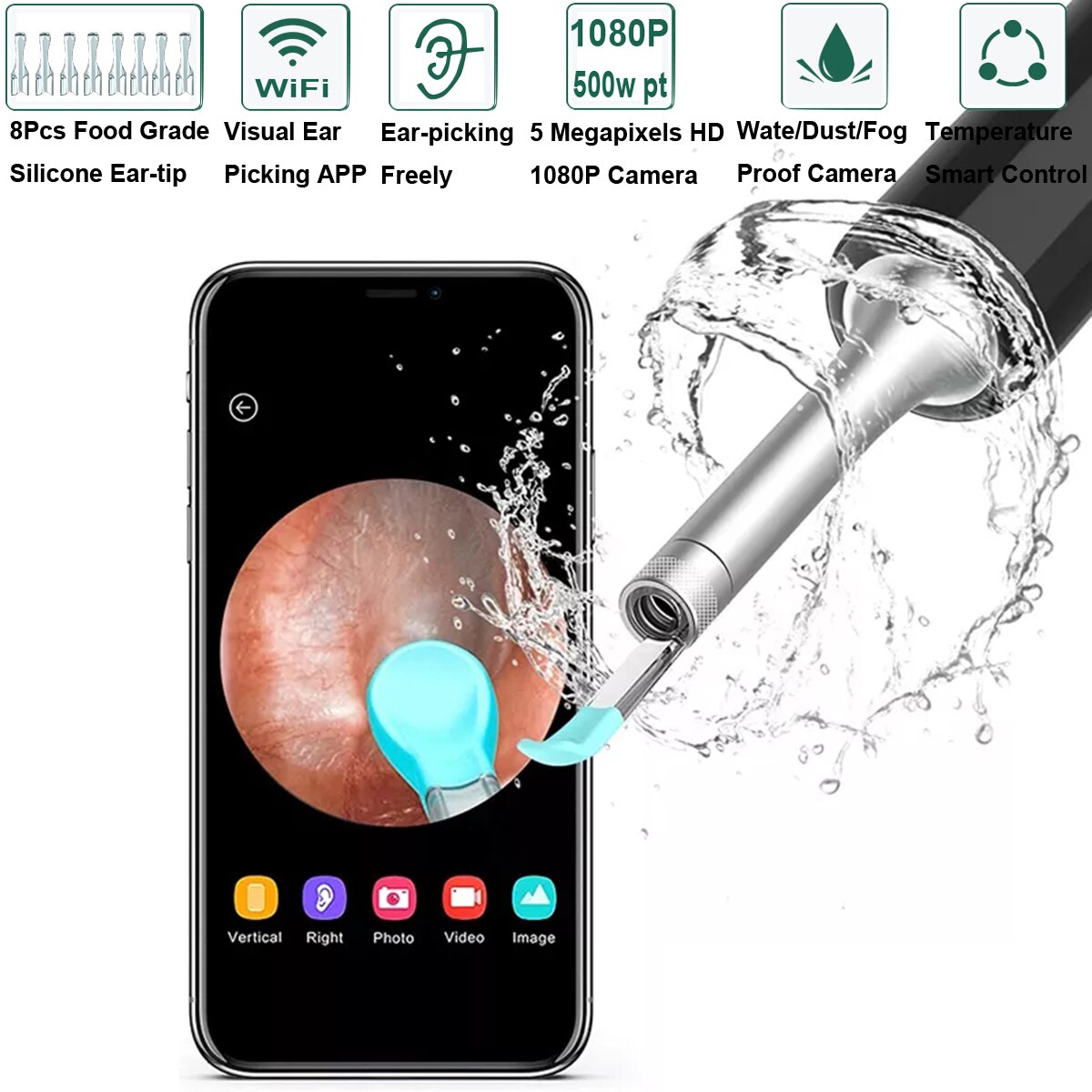 3.5mm Smart Wireless WIFI Visual Ear Pick HD Endoscope Artifact Visual Otoscope Ear Wax Removal Tool Ultra-Thin