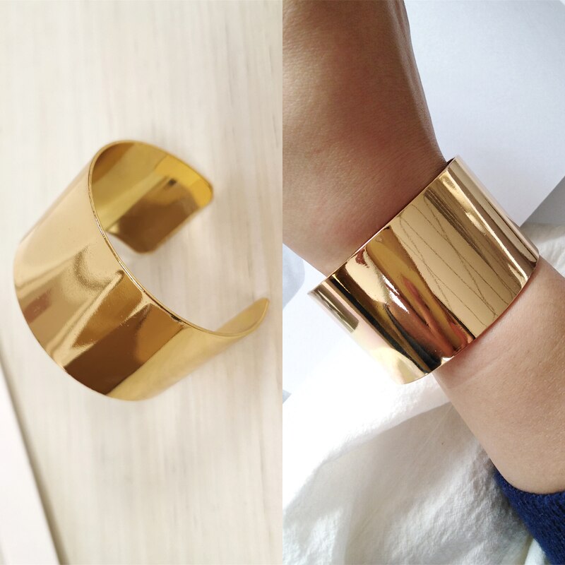 Glossy Double Layer Cross Opening Jewelry Bangle for Women Girls Party Hip Hop Punk Metal Geometric Bracelets gold: 2007
