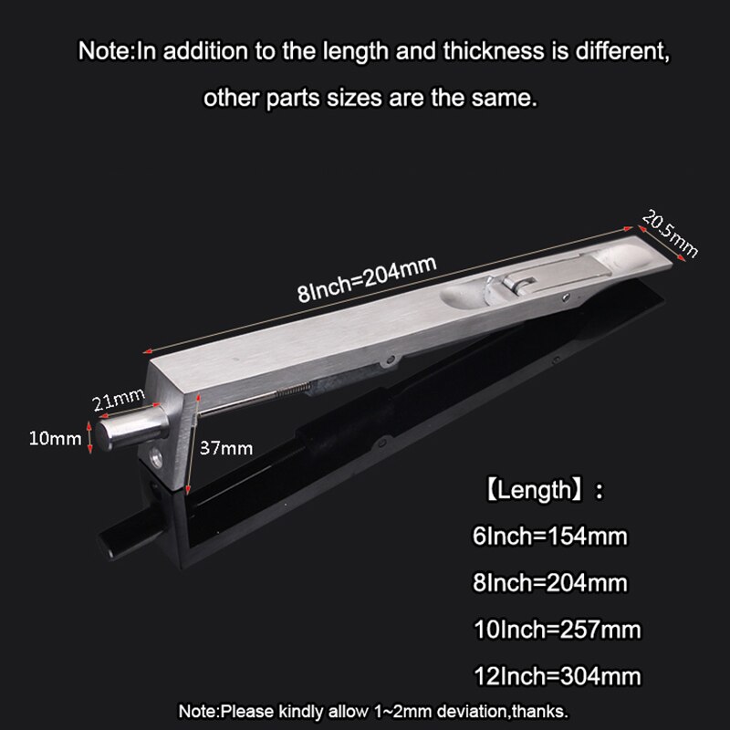 2PCS SUS304 Stainless Steel Security Door Bolts Lever Action Flush Latch Slide Concealed Double Door Bolts 6''=154mm Length