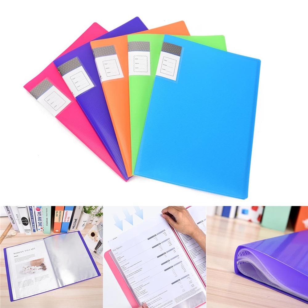 A4 mapper display bog 40/60 sider indsæt mappe til kontor skole dokument opbevaring fil hæfte tilfældig farve