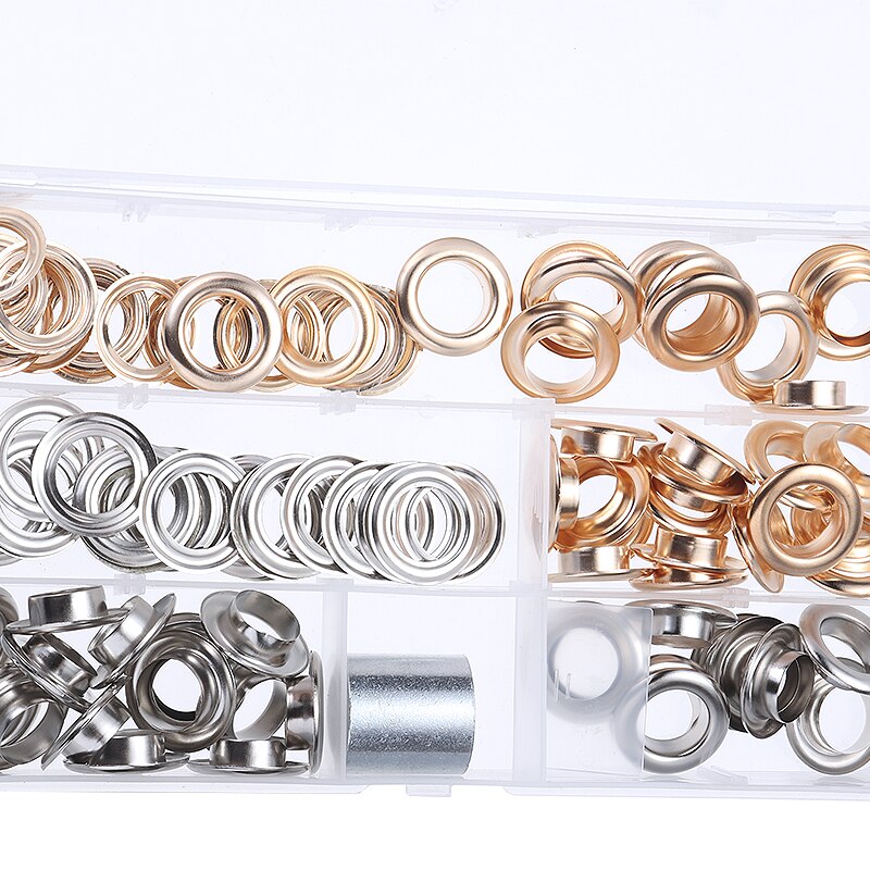 120 sets Silver Gold Eyelet Punch Die Tool Set Metal Button for Leathercraft Clothing Shoes Belt Bag Grommet
