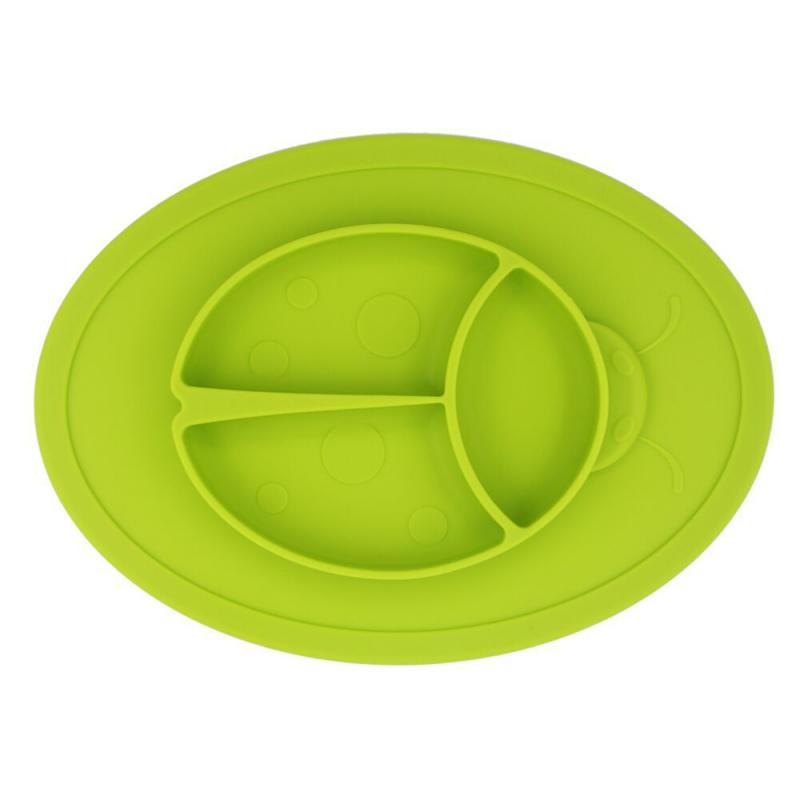 Cartoon Baby Dishes Meal Plate Meal Mat Silicone Easy Cleaning Tray for Children Kids food Holder Tray Food Container Tableware: apple green
