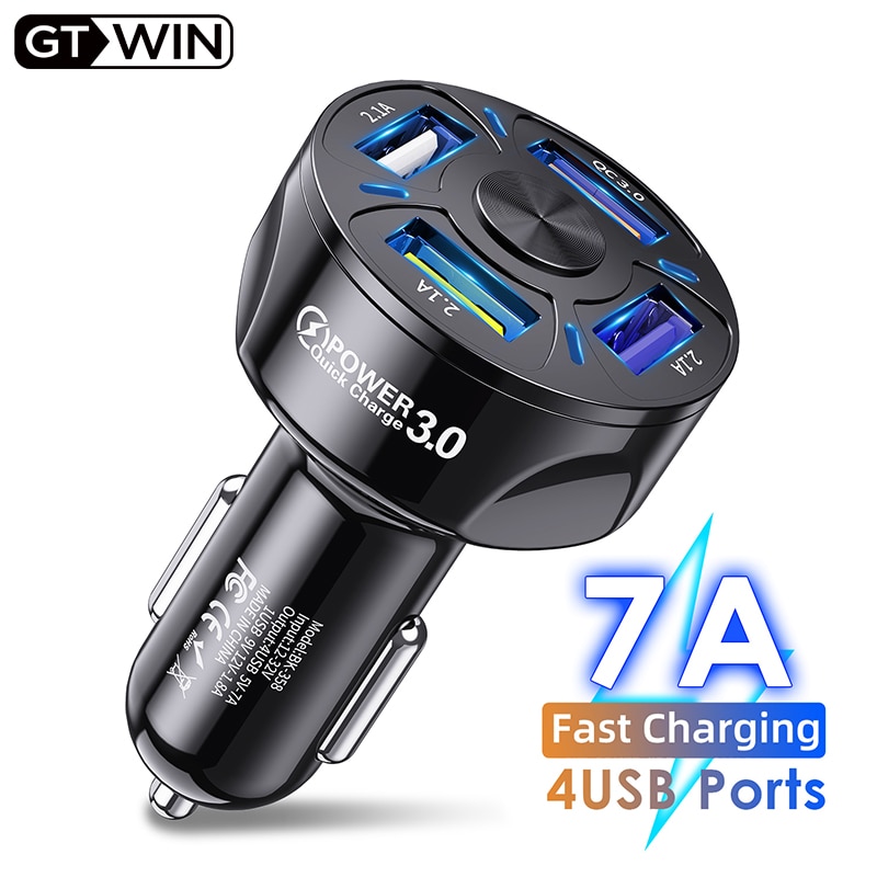 GTWIN-cargador USB para coche, dispositivo de carga rápida 4,0 QC4.0 QC3.0 QC 7A 30W, para iPhone Xiaomi Samsung, teléfono móvil