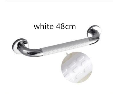 Stainless Steel Bathroom Safety Grab Bar Bathroom Shower Toilet Safety Handrail Elderly Wall Handrail Grip Handle: white 48cm