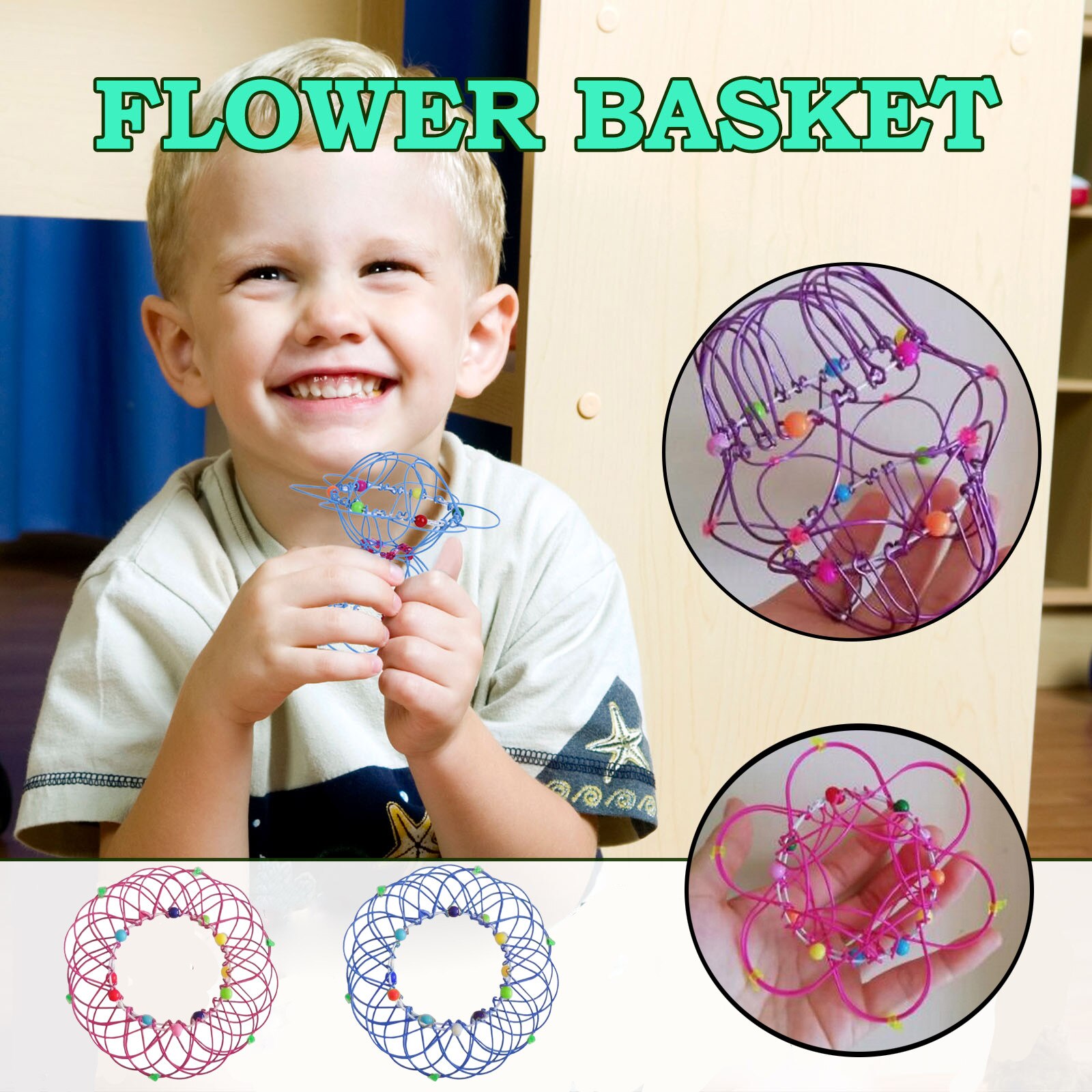 2 pezzi decompressione creativa deformazione acciaio morbido magico cesto di fiori cerchio sollievo dallo Stress divertente regalo di natale giocattolo per bambini Basket Ho