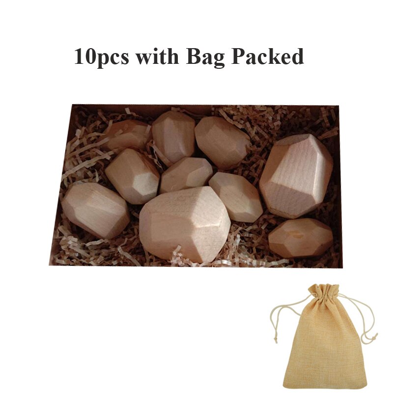 Kleurrijke Houten Stone Jenga Bouwstenen Speelgoed Voor Kinderen Volwassen Stress Vroege Educatief Stapelen Games Woondecoratie: B 10PCS with bag