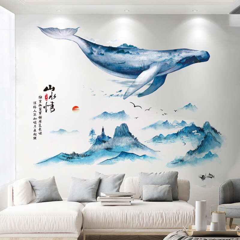 Kinesisk stil wallstickers soveværelse dekorative vinyl decals boligtilbehør stue fliser væg panel dør sticker tapet: Abc