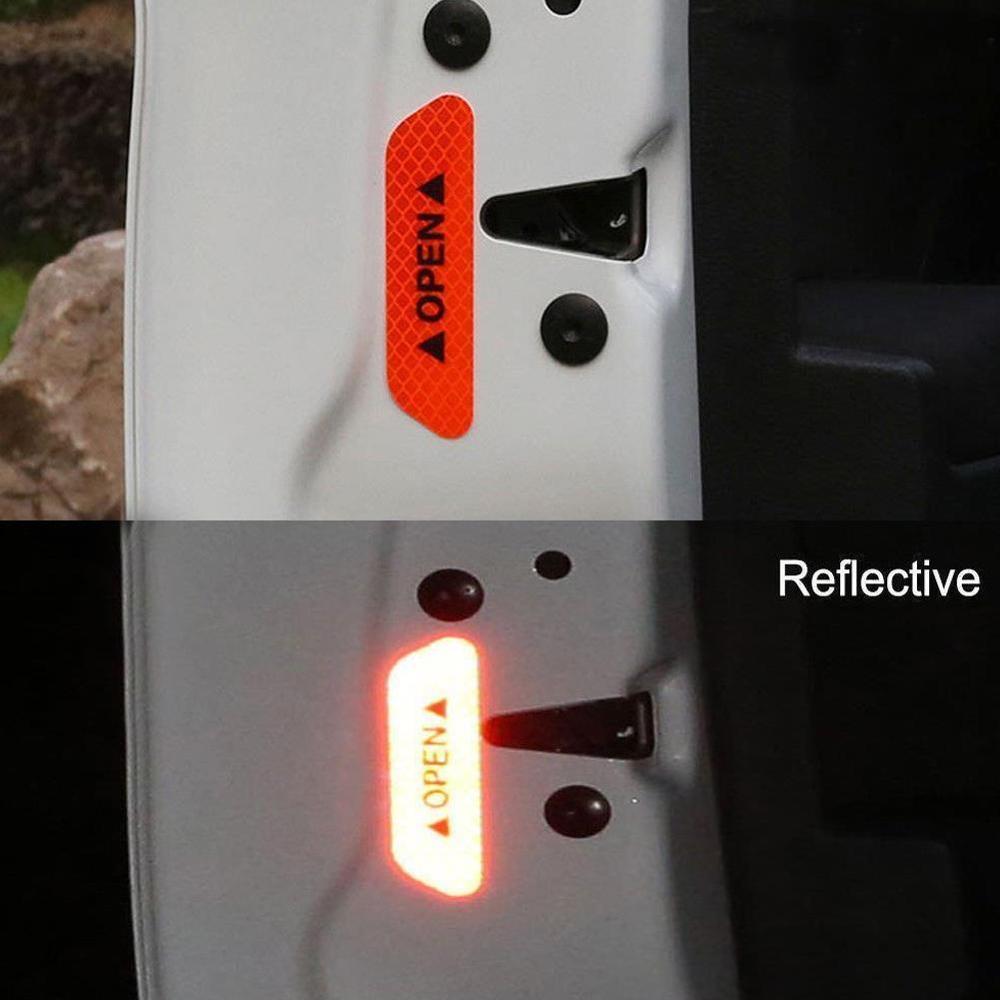 8 stuks autodeurstickers, waarschuwingstape, reflecterende autostickers, reflecterende strips, autostyling, 4 kleuren veiligheidsmarkering, autostickers