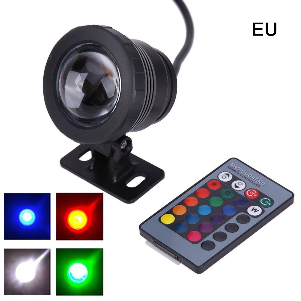 Focos LED subacuáticos de 10W RGB de exterior a prueba de agua, con Control remoto para piscina, fuentes y estanque: Black EU