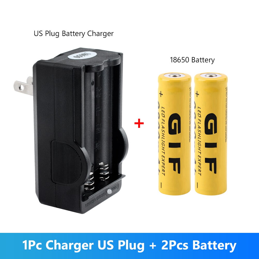 2 PCS 18650 Battery 3.7V 9800mAh Rechargeable 18650 Li-ion lithium Battery With Charger For led Flashlight torch Headlamp: 2 battery US Plug