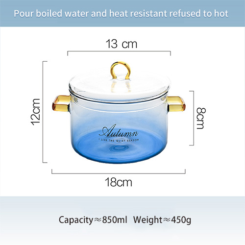 Cacerola de vidrio de Color degradado con cubierta, resistente al calor cazuela, olla de vidrio segura para Pasta, fideos, sopa, leche: 800ml