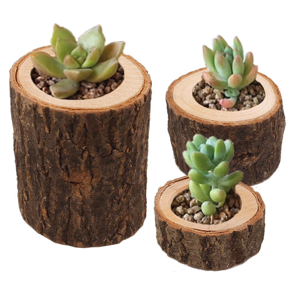 3x boomstronk houten kaarsenhouder theelichthouder voor bruiloftsdecoratie