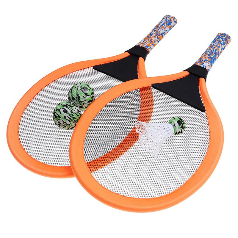 2 sett barn sports tennisracket utendørs racket sports strand tennis racket sett (blå rund racket, blå oval racket)