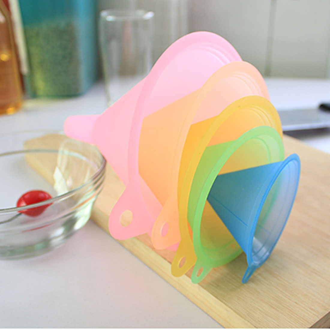 Colorful Plastic Funnel Small Medium Large Variety Liquid Oil Kitchen Set