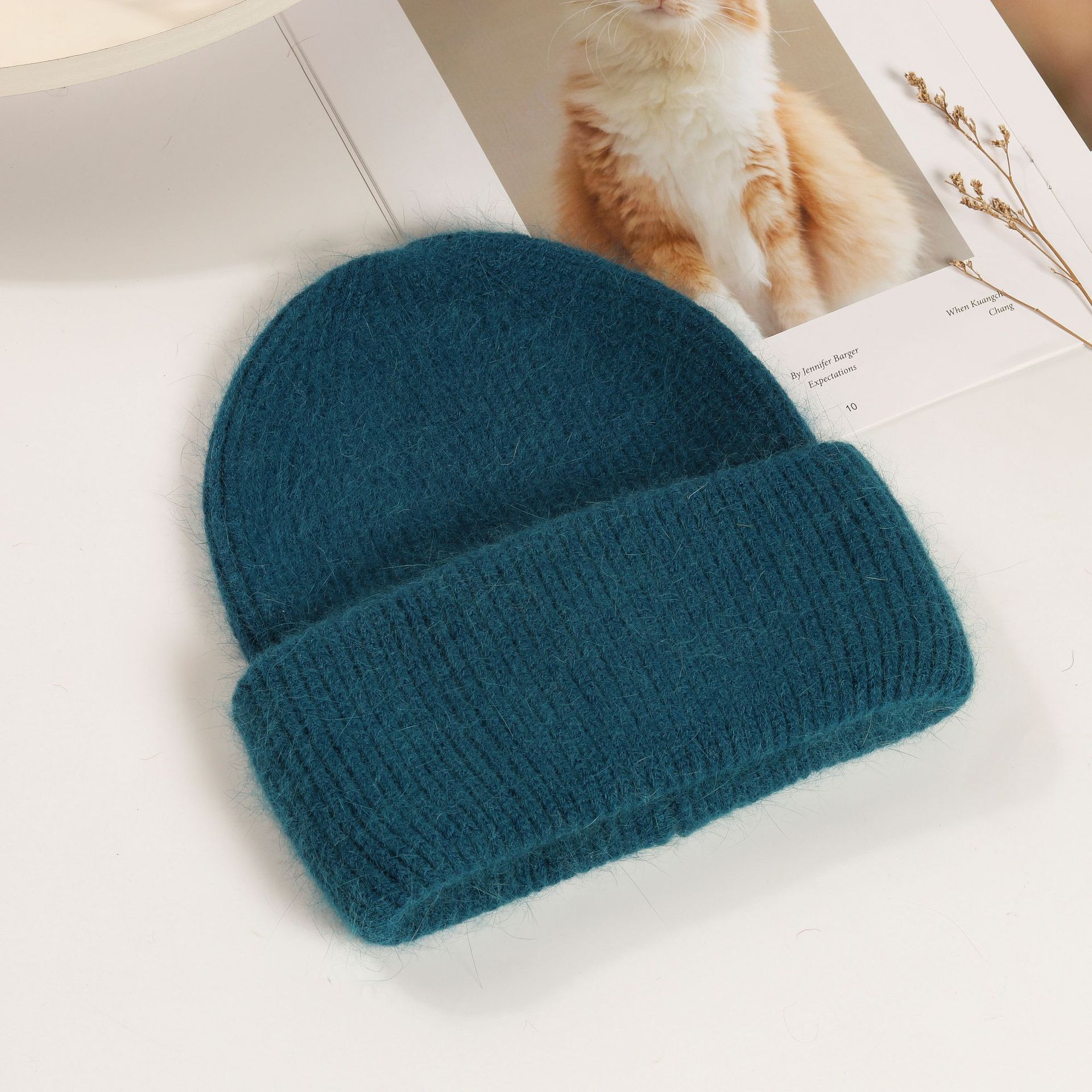 Vrouwen Hoeden Winter Gebreide Hoed Angola Konijnenbont Beanie Bonnet Meisje Hoed Herfst Vrouwelijke Cap Warm Houden mode Caps: 14