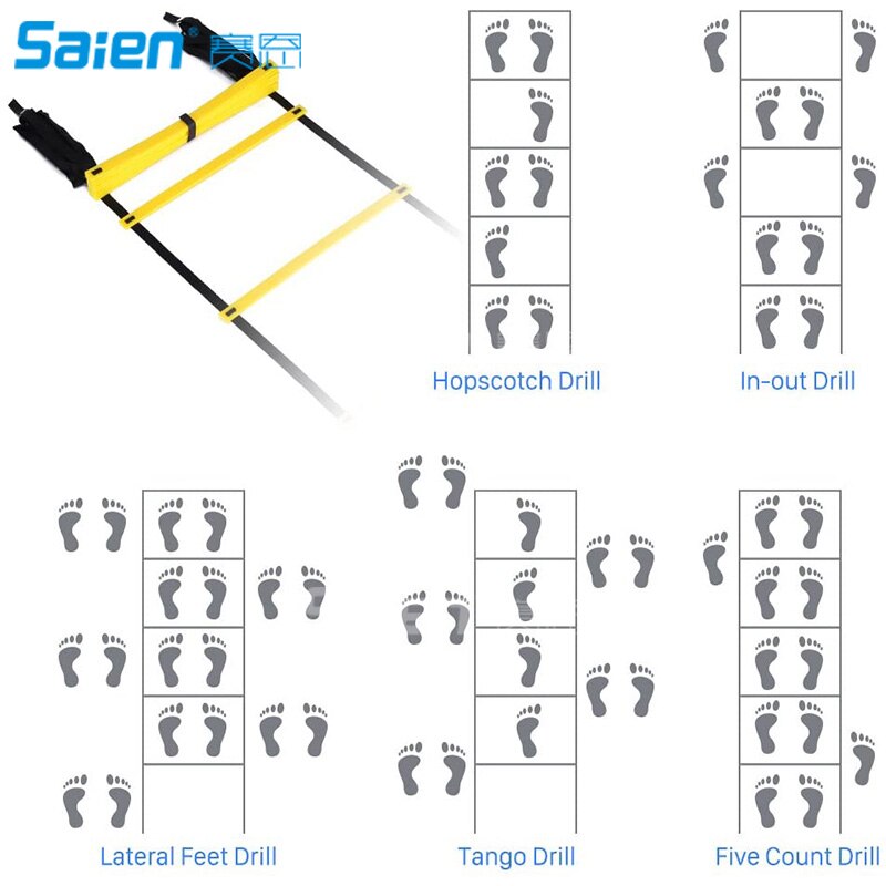 20ft Agility Ladder Set Met 12 Rungs, 12 Sport Disc Kegels, 4 Metalen Pinnen, 1 Draagtas-Voor Voetbal, Voetbal, Speed Training