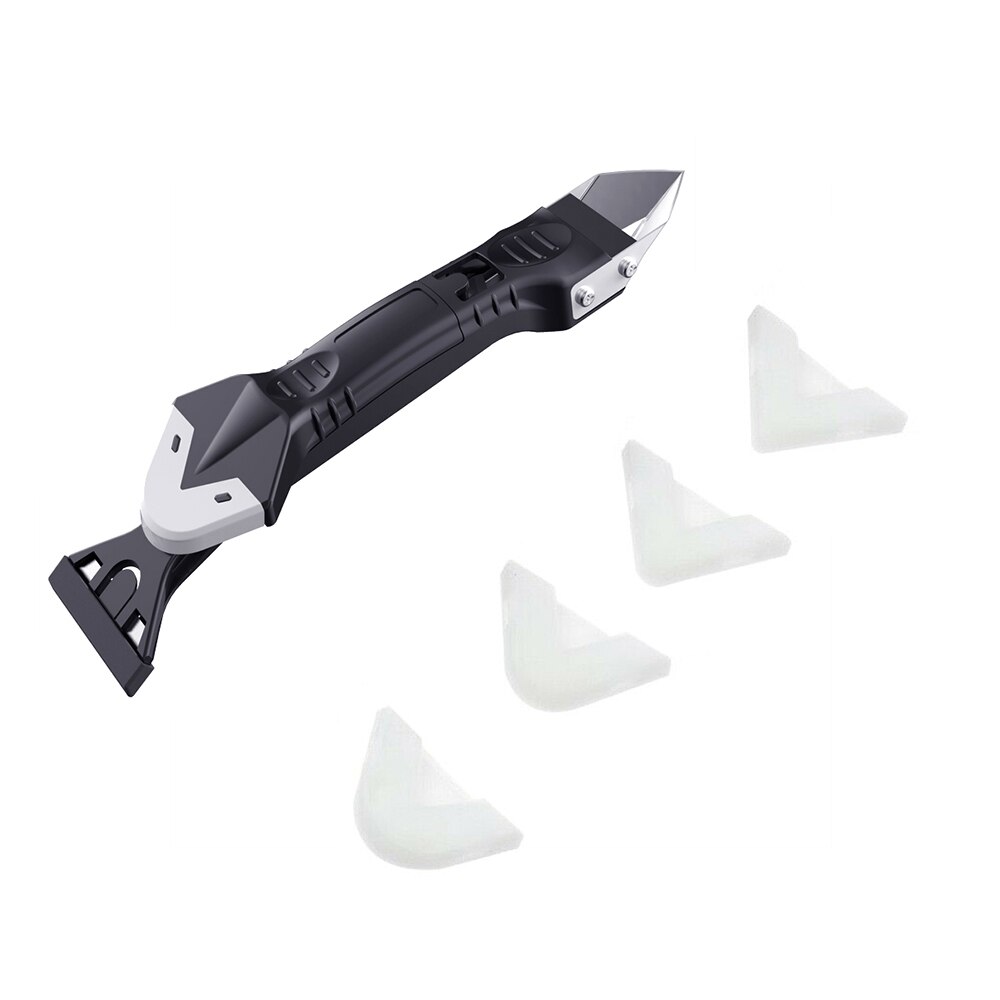 5 in 1 Window Floor Tile Silicone Remover Tool Caulk Finisher Sealant Smooth Cleaning Glue Scraper Grout Kit For Home Tools: item 1 white
