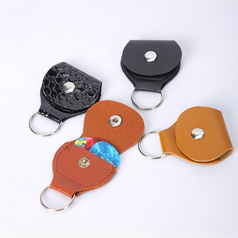Gitarren-wählt-Halfter, Schlüsselanhänger, Leder, Plektrum, Aufbewahrungstasche, Tasche, Kawaii-Schlüsselanhänger-etui für E-Gitarre, Bass, Ukulele, Organizer