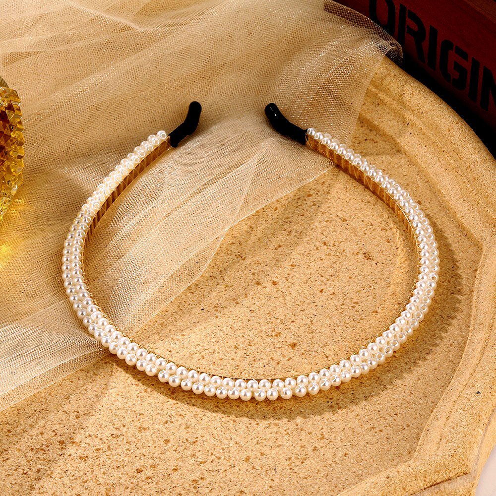 VKME Trendy luxurious Big pearl Headband for Women Bow Oversize Ball Hairband Hair Accessories Headwear: 9