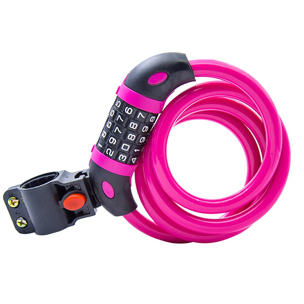 5 Nummers Met Beugel Fiets Combinatie Lock Duurzaam Portable Kids Anti Diefstal Fixatie Staaldraad Praktische Kinderen Verlengen: Rose Red