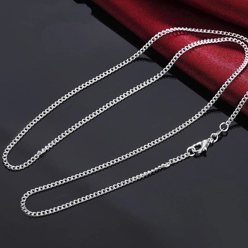 Argento Sterling 925 16/18/20/22/24/26/28/30 pollici 2mm collana a catena per donna uomo moda festa gioielli regalo adatto Pandant